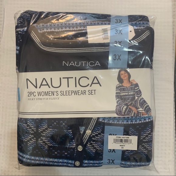 New Nautica 2-piece PJ Set Blue Fairisle 3X - Picture 7 of 13